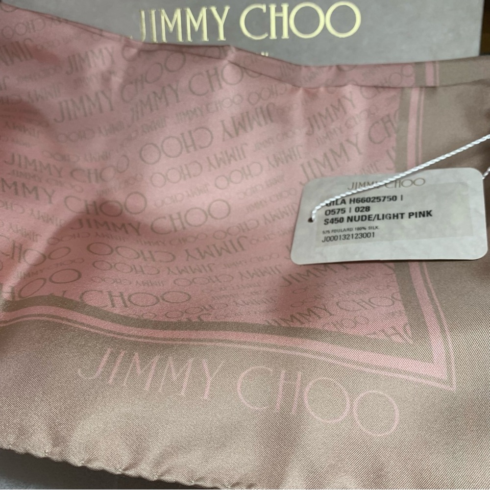 With Box Jimmy Choo Blush and Beige Silk Scarf - Picture 6 of 16
